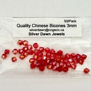 As Low As $2 Light Siam AB Quality Chinese Crystal Bicone Beads 3mm (50)